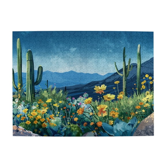 500 pcs 500 Piece Wooden Puzzles green cactus,Creative Activity Hobbies for Adults,Modern Art Green Cactus Fun Puzzle,500 Piece Jigsaw Puzzle for Adults Challenging Puzzle Perfect for Game Nights