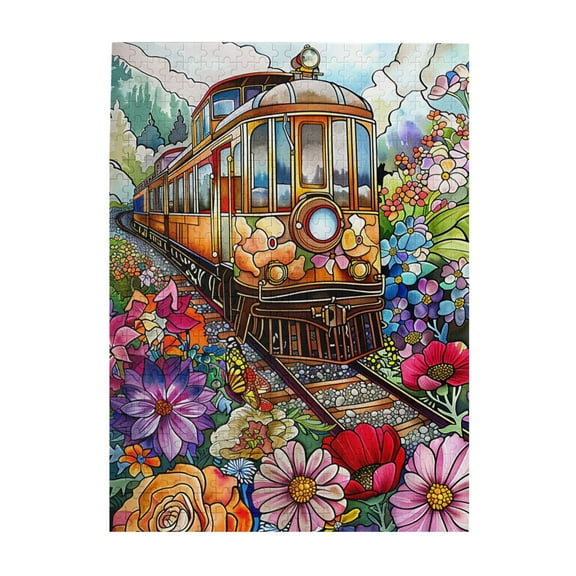 500 pcs 500 Piece Wooden Puzzles train bound for spring,Stunningly Vibrant Colors,Vibrant and Stunning Design,500 Piece Jigsaw Puzzle for Adults Challenging Puzzle Perfect for Game Nights