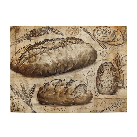 500 pcs 500 piece puzzle for adults Wheat Bread,Fun Artwork for Adults,Exquisite Wheat Bread Wooden Puzzle 500 Piece,Gift for Bread Lovers,Impossible Hard Difficult Challenging Puzzles for Adults