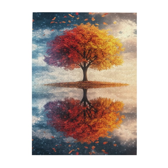 500 pcs A quiet tree Wooden puzzles for adults 500 pieces,Unique and Beautiful Design,Charm scenery Stress relieving puzzle 500 Piece,Modern Art A quiet tree Fun Puzzle,Stress relieving pleasure