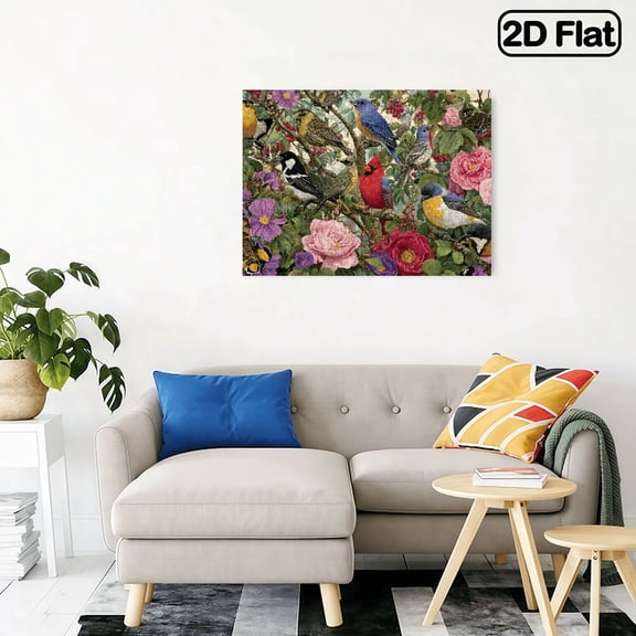 500 pcs, Adult Puzzle Color-Challenging Illusion Birds Flowers of the World Large Puzzles for Adults, Challenging Puzzle Games, New year ,Valentine,Holiday Gift for Adults,20.4*14.9 in.