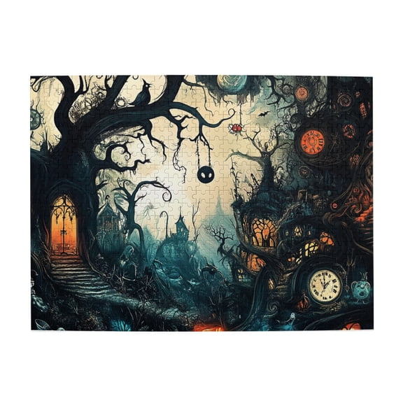 500 pcs Black Tree House 500 piece puzzle for adults,Unique and Beautiful Design,Funny Black Tree House Wooden Puzzle,500 Piece Jigsaw Puzzle for Adults Challenging Puzzle Perfect for Game Nights