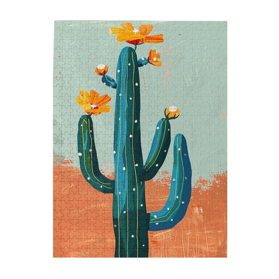 500 pcs Classic Cactus Wooden Puzzles 500 Piece,Stunningly Vibrant Colors,Vibrant Design,Modern Art Cactus Puzzle 500 Piece,Creative Activity Hobbies For Adults,Gift For Cactus & Puzzle Lovers,