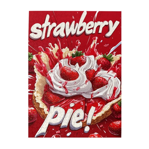500 pcs Classic Strawberry Pie Puzzles For Adults 500 Pieces,Stunningly Vibrant Colors,Classic Food Strawberry Pie Wooden Puzzle 500 Piece,Impossible Hard Difficult Challenging Puzzles For Adults