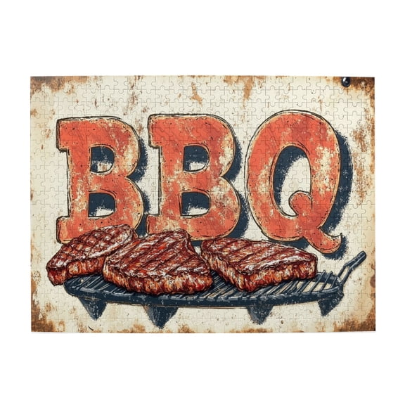 500 pcs Classic roast beef BBQ 500 piece puzzle for adults,Stress relieving pleasure,Funny roast beef Modern Art Wooden Puzzles,for Food Lovers Gifts,Unique and Beautiful Design,Relax yourself