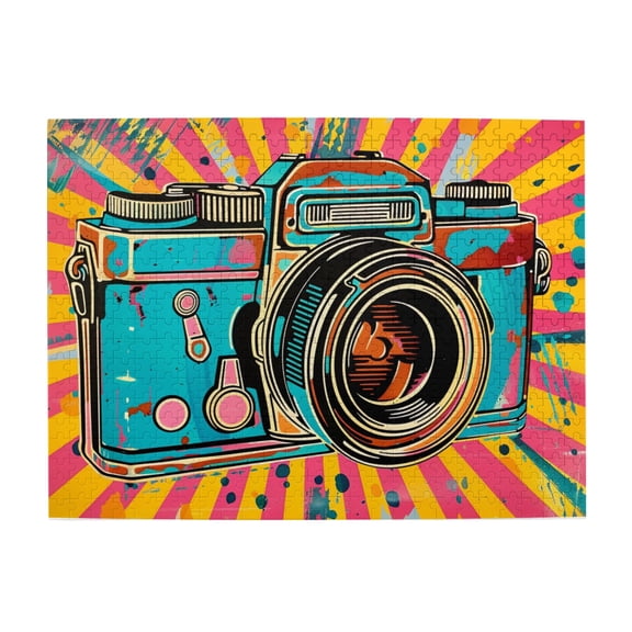 500 pcs Colorful Retro camera jigsaw puzzles 500 pieces,Unique Artwork for Adults,Enchanting camera Vintage Art Wooden Puzzle,Gift for camera Lover,Stress relieving puzzle,Stunningly Vibrant Colors