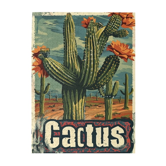 500 pcs Desert Cactus Wooden puzzles for adults 500 pieces,Challenging Brain Exercise,Classic Desert Cactus Fun Puzzle,500 Piece Jigsaw Puzzle for Adults Challenging Puzzle Perfect for Game Nights