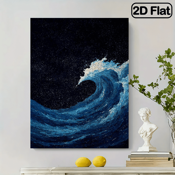 500 pcs Extreme Jigsaw Extra-Large 20.4x15 inch, Interlocking, Thick Cardboard, 500pcs jigsaw puzzle with a vivid image of a wave curling and splashing on a black background.