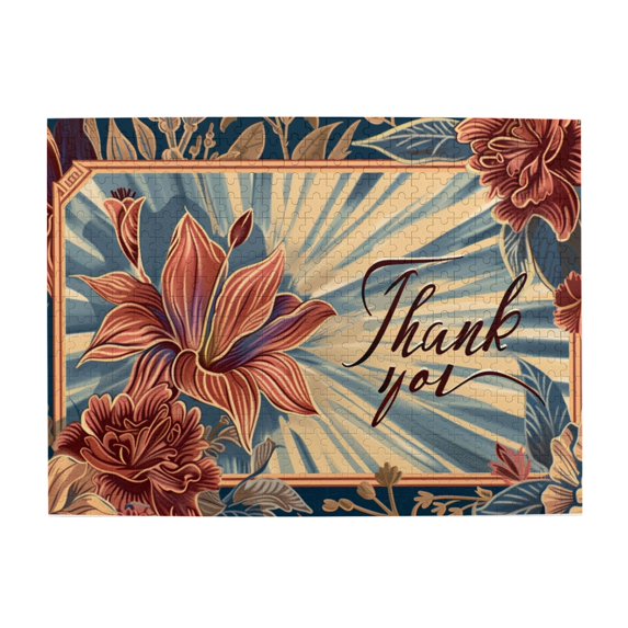 500 pcs Flower thank you card 500 piece puzzle for adults,Vibrant Colors,Stress relieving pleasure,Gift Suitable Family Friends,Classic Flower thank you card Wooden Puzzles,Stress relieving puzzle