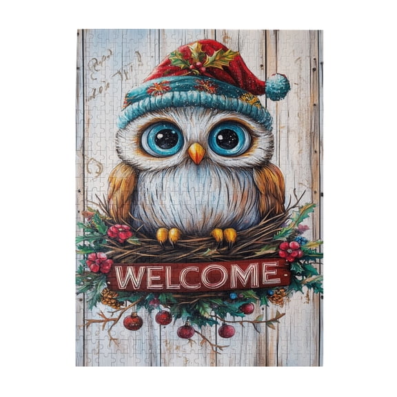 500 pcs Funny Owl Welcome Slogan Puzzles For Adults 500 Pieces,Classic Animal Art Owl High Difficulty Wooden Puzzle,500 Piece Jigsaw Puzzle For Adults Challenging Puzzle Perfect For Game Nights