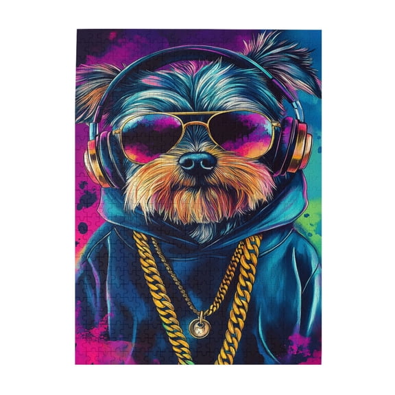 500 pcs Handsome Dog Listening To Music 500 Piece Wooden Puzzles,Challenging Brain Exercise,Stunningly Vibrant Colors,500 Piece Jigsaw Puzzle For Adults Challenging Puzzle Perfect For Game Nights