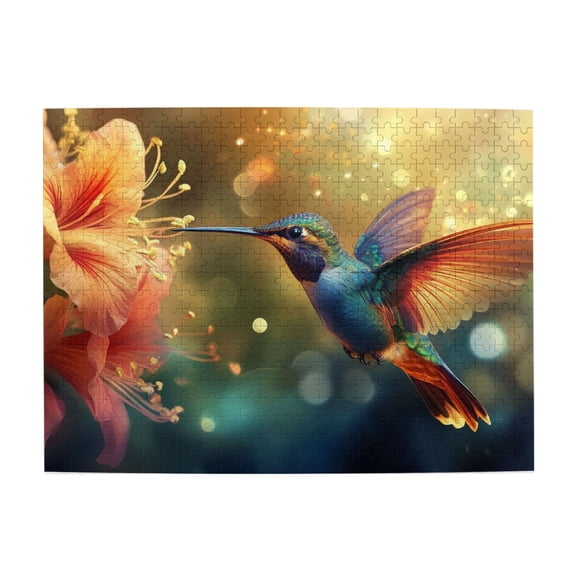 500 pcs Hummingbirds collect honey jigsaw puzzles 500 pieces,Stunningly Vibrant Colors,Unique and Beautiful Design,Classic Hummingbirds collect honey Wooden Puzzle,Gifts for Friends and Family