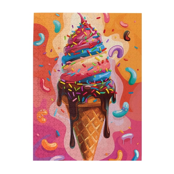 500 pcs Ice cream cone puzzles for adults 500 pieces,Unique Artwork for Adults,Classic Ice cream cone Wooden Puzzle 500 Piece,Unique and Beautiful Design,Gift for Ice cream Lovers,Stunning Artwork