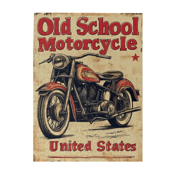 500 pcs Jigsaw Puzzles 500 Pieces Vintage Motorcycle,Challenging Brain Exercise,Classic Motorcycle Wooden Puzzle 500 Piece,Unique Artwork For Adults,For Motorcycle Lovers,Stress Relieving Pleasure