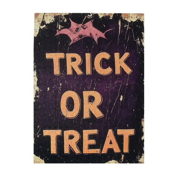 500 pcs Jigsaw Puzzles 500 Pieces Trick Or Treat Slogan,Challenging Brain Exercise,Stress Relieving Pleasure,Funny Slogan Holiday Gifts,For Puzzle Lovers Gift,Creative Activity Hobbies For Adults