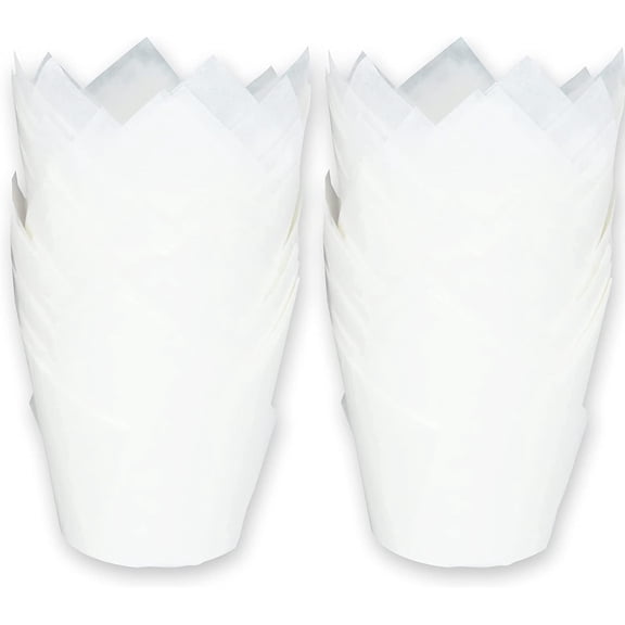 500 pcs Large size White Tulip Baking Cups 2-1/4"(Base diameter) x 4"(Wall height) Greaseproof paper baking cupcake Muffin liners