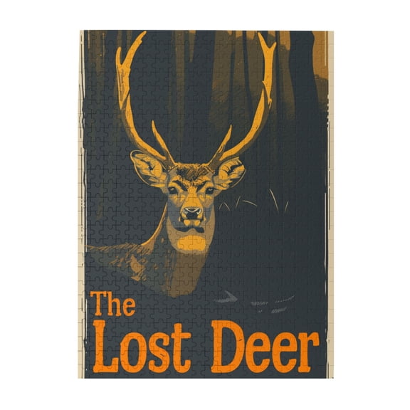 500 pcs The Lost Deer Slogan Deer Wooden Puzzles 500 Piece,Challenging Brain Exercise,Stress relieving pleasure,Classic Animal Art Deer Funny Puzzle,Gifts for Deer Lovers,Stress relieving puzzle