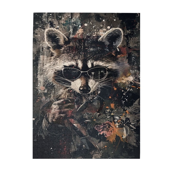 500 pcs Modern Art Fashion Raccoon Puzzles For Adults 500 Pieces,Wonderful Imagination,Challenging Brain Exercise,Unique Artwork For Animal,Great For Relaxation And Display For Puzzle Enthusiast