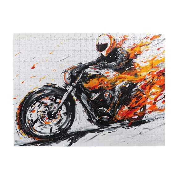 500 pcs Motorcycle Driver jigsaw Wooden puzzles 500 pieces,Challenging Brain Exercise,Classic Motorcycle Driver Modern Art Puzzle,Gift for Motorcycle Enthusiast,Creative Activity Hobbies for Adults