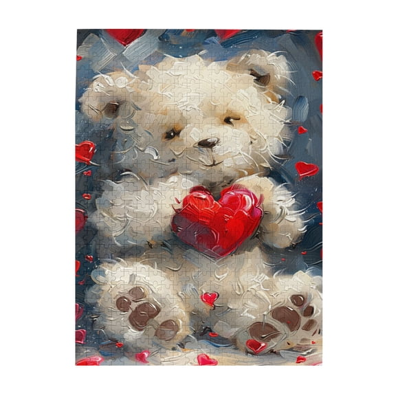 500 pcs Muppet Bear & Red Heart 500 Piece Puzzle For Adults,Unique And Beautiful Design,Oil Painting Style Muppet Bear Wooden Puzzles 500 Piece,Great For Relaxation And Display For Puzzle Lovers