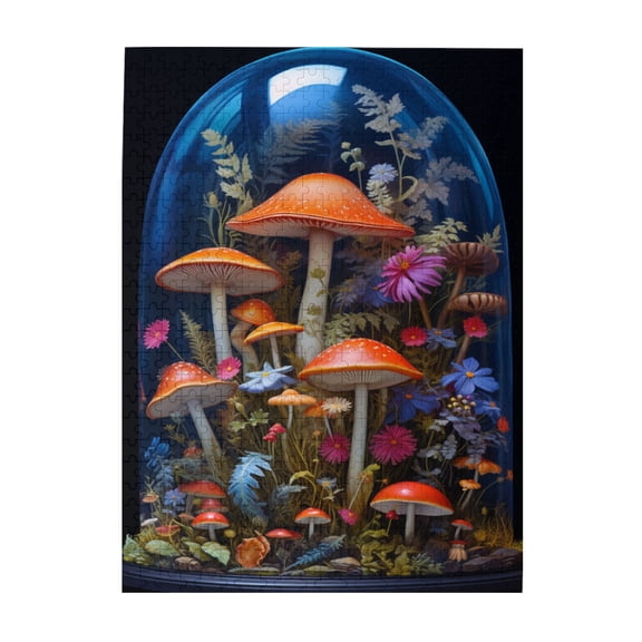 500 pcs Mushroom Jar Puzzles For Adults 500 Pieces,Creative Activity Hobbies For Adults,Exquisite Mushroom Jar Wooden Puzzles 500 Piece,Impossible Hard Difficult Challenging Puzzles For Adults