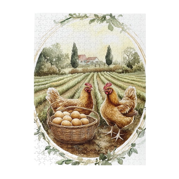 500 pcs 500 Piece Vibrant Jigsaw Puzzle Rural cock & Eggs,Fun Artwork for Adults,Classic Rural cock & Egg Wooden Puzzles 500 Piece,for Rustic Life Lovers Gifts,Creative Activity Hobbies for Adults