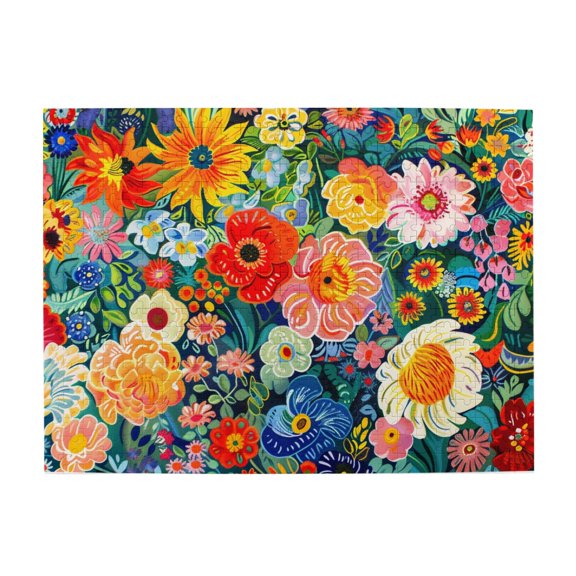 500 pcs 500 Piece Wooden Puzzle Colorful Flower,Vibrant and Stunning Design,Modern Art Colorful Flower Stress relieving puzzle 500 Piece,Impossible Hard Difficult Challenging Puzzles for Adults