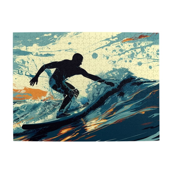500 pcs 500 Piece Wooden Puzzle Surfers,Unique Artwork for Adults,Classic Surfers Stress relieving puzzle 500 Piece,for Surfing Lovers Gift,Impossible Hard Difficult Challenging Puzzles for Adults