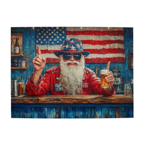 500 pcs 500 Piece Wooden Puzzle Tavern Old Man & national flag,Challenging Brain Exercise,Unique Artwork for Adults,Vintage Tavern Old Man & national flag Stress relieving puzzle,for Puzzle Lovers