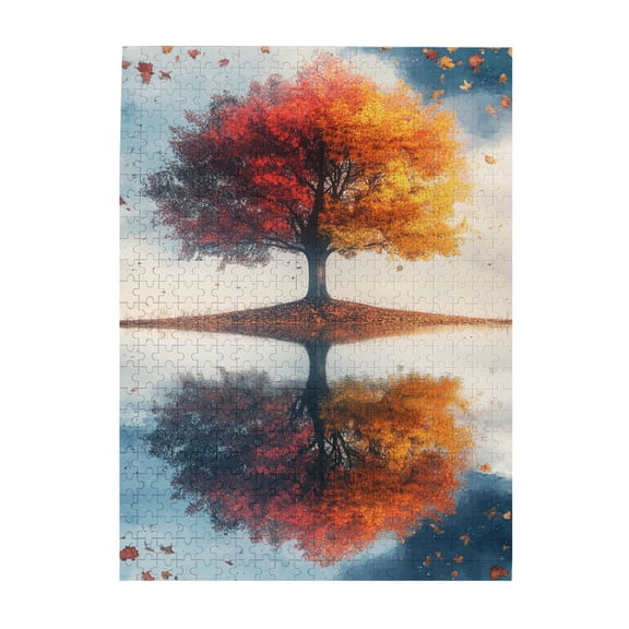 500 pcs 500 Piece Wooden Puzzles A quiet tree,Challenging Brain Exercise,Classic Landscape Art Puzzle,Modern Art A quiet tree Puzzle 500 Piece,Creative Activity Hobbies for Adults,Stunning Artwork