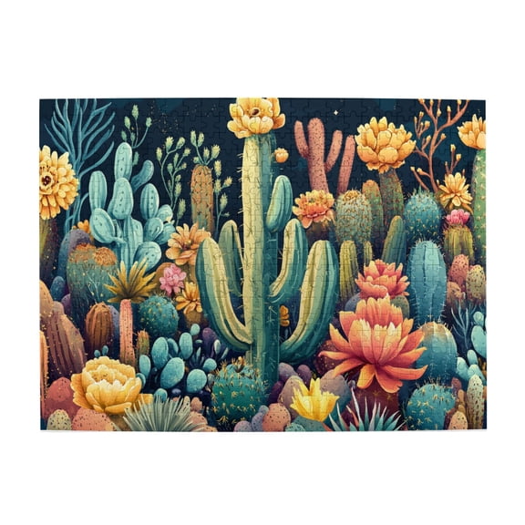 500 pcs 500 Piece Wooden Puzzles Cactus Garden,Challenging Brain Exercise,Vibrant Design,Enchanting Plant Cactus Puzzle,500 Piece Jigsaw Puzzle for Adults Challenging Puzzle Perfect for Game Night