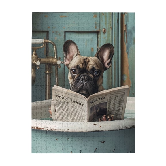 500 pcs 500 Piece Wooden Puzzles Dog's bathtub time,High difficulty puzzle,Creative Activity Hobbies for Adults,Enchanting Dog's bathtub time Wood Puzzle,Whimsy Jigsaw Piece,Stress relieving puzzle