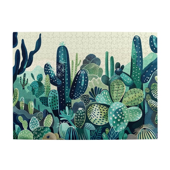500 pcs 500 Piece Wooden Puzzles Green cactus,Vibrant and Stunning Design,Classic Green cactus Stress relieving puzzle,500 Piece Jigsaw Puzzle for Adults Challenging Puzzle Perfect for Game Nights