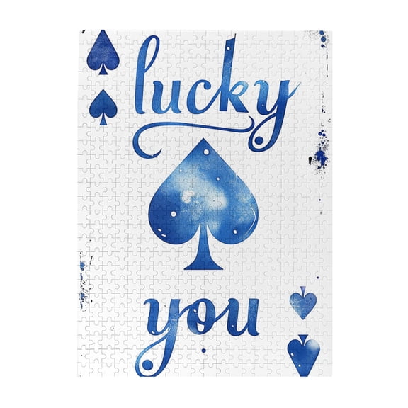 500 pcs 500 Piece Wooden Puzzles Lucky You Slogan Ace of spades,Great for Relaxation and Display for Puzzle Enthusiasts,500 Piece Jigsaw Puzzle for Adults Challenging Puzzle Perfect for Game Night