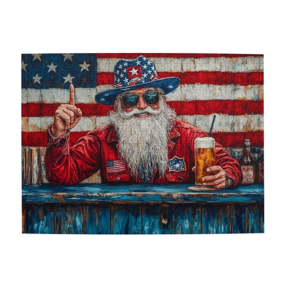 500 pcs 500 Piece Wooden Puzzles Patriotic Elderly people drinking beer,Stunning Artwork of Adults,Challenging Brain Exercise,Classic Elderly people drinking beer Funny Puzzle,for Puzzle Lover Gift