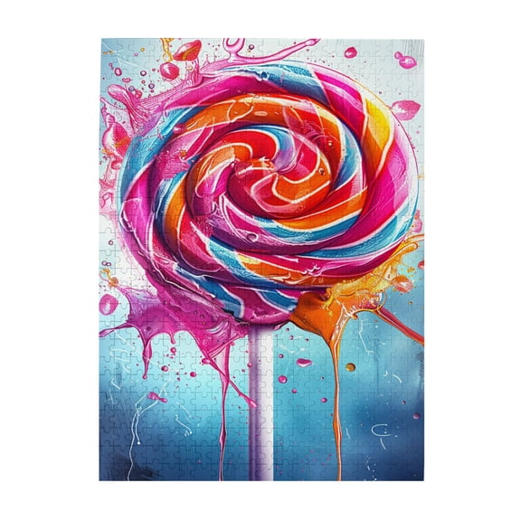 500 pcs 500 Piece Wooden Puzzles Tempting Lollipop,Challenging Brain Exercise,Stunningly Vibrant Colors,Classic Lollipop Funny Puzzle,For Candy Lovers Gifts,Unique And Beautiful Design,Fun Puzzle