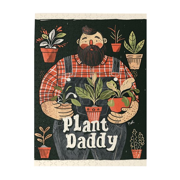 500 pcs Plant & Man 'Plant Daddy' Slogan Puzzles For Adults 500 Pieces,Challenging Brain Exercise,Funny Artwork For Adults,Modern Style Plant & Man Wooden High Difficulty Puzzle,Relax Yourself