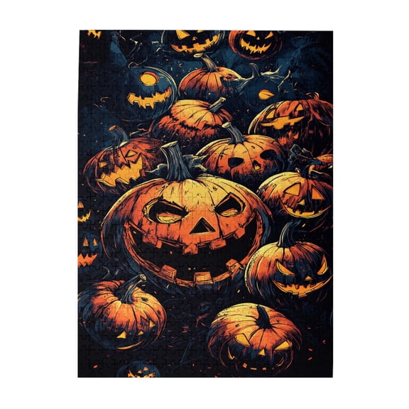 500 pcs Pumpkin Head Wooden Puzzles 500 Piece,Challenging Brain Exercise,Creative Activity Hobbies For Adults,Funny Pumpkin Head Puzzle 500 Piece,Holiday Gifts For Puzzle Lovers,Stunning Artwork