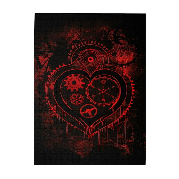 500 pcs Red Heart Mechanical Gears 500 Piece Puzzle For Adults,Challenging Brain Exercise,Stunningly Vibrant Colors,Funny Gears Wooden Puzzle,Great For Relaxation And Display For Puzzle Enthusiast