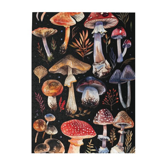 500 pcs Red Mushroom Wooden Puzzles 500 Piece,Challenging Brain Exercise,Whimsy Jigsaw Pieces,Impossible Hard Difficult Challenging Puzzles for Adults,for Mushroom Lovers Gifts,Stunning Artwork