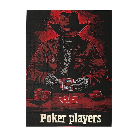 500 pcs Red Poker Players Jigsaw Puzzles 500 Pieces,Stunningly Vibrant Colors,Unique Artwork For Adults,Classic Poker Players Wooden Puzzle,Impossible Hard Difficult Challenging Puzzles For Adults