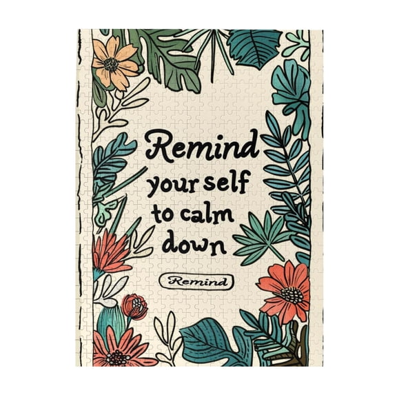500 pcs Remind Your Self to Calm Down Flower Plant Wooden Puzzle 500 Piece,Unique Artwork for Adults,High difficulty puzzle,Classic Flower Plant Funny Puzzles,Creative Activity Hobbies for Adults