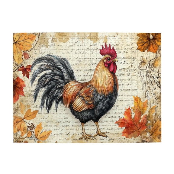 500 pcs Retro Rooster Wooden Puzzles 500 Piece,Challenging Brain Exercise,Funny Rooster High difficulty puzzle 500 Piece,Impossible Hard Difficult Challenging Puzzles for Adults,for Rooster Lovers