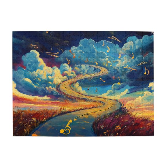 500 pcs Road of Music 500 piece puzzle for adults,High difficulty puzzle,Unique Artwork for Adults,Modern Art Road of Music Wooden Whimsy Jigsaw Pieces 500 Piece,Gift for Music Lovers,Fun Puzzles
