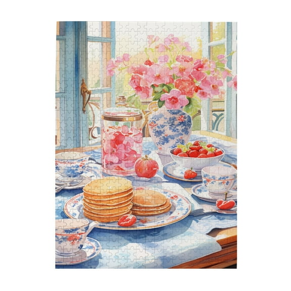 500 pcs Romantic Afternoon Tea Wooden Puzzles 500 Piece,Unique And Beautiful Design,Oil Painting Style Romantic Afternoon Tea Funny Puzzle,Impossible Hard Difficult Challenging Puzzles For Adults