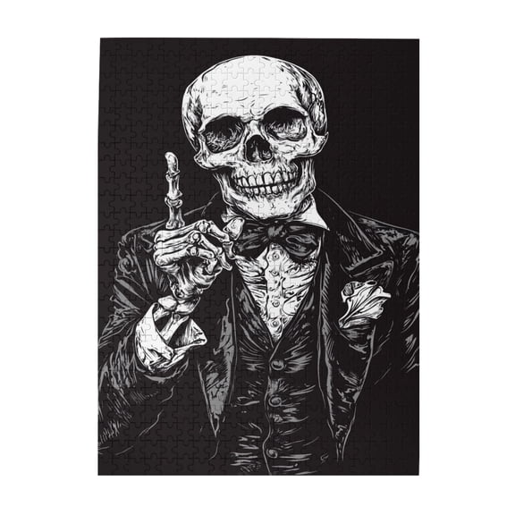 500 pcs Skeleton Gentleman Gestured 500 Piece Puzzle For Adults,Stress Relieving Pleasure,Unique Artwork For Adults,Funny Skeleton Gentleman Gestured Wooden Puzzles 500 Piece,Gift For Puzzle Lover