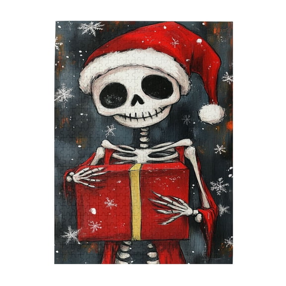 500 pcs Skeleton'S Christmas Gift Jigsaw Puzzles 500 Pieces,Funny Christmas Holiday Gifts,Challenging Brain Exercise,Whimsical Jigsaw Pieces,Impossible Hard Difficult Challenging Puzzles For Adults
