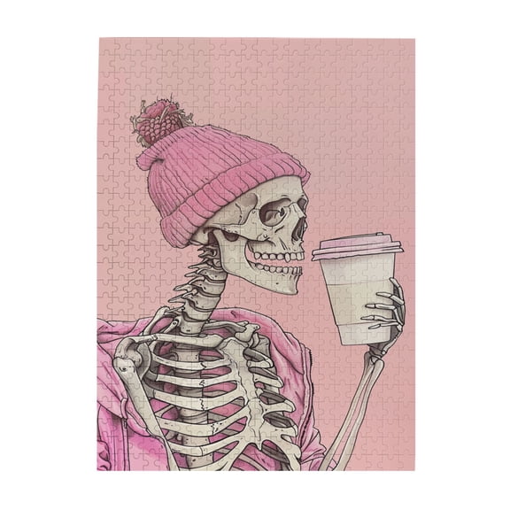 500 pcs Skull Drinking Beverages 500 Piece Puzzle For Adults,Challenging Brain Exercise,Whimsical Jigsaw Pieces,Modern Style Skull Wooden Puzzles,Great For Relaxation And Display For Puzzle Lovers