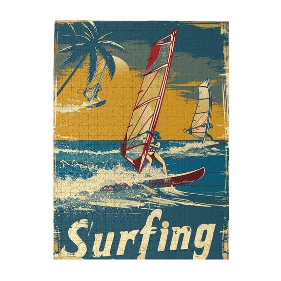 500 pcs Surfers 500 piece puzzle for adults,Challenging Brain Exercise,Unique and Beautiful Design,Classic Surfers Modern Art Wooden Puzzles,Great for Relaxation and Display for Puzzle Enthusiasts