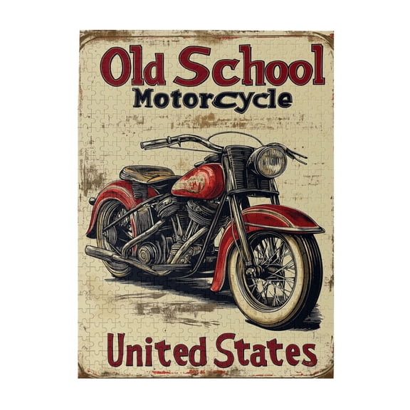 500 pcs United States Vintage Motorcycle Puzzles For Adults 500 Pieces,Challenging Brain Exercise,Unique Artwork For Adults,Vintage Art Motorcycle Wooden Puzzle 500 Piece,Stress Relieving Pleasure